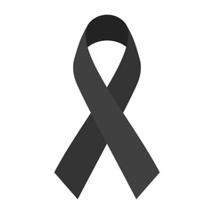 Black mourning ribbon isolated on white background. Flat style vector illustration