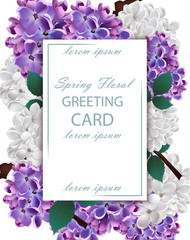 Lilac flowers beautiful card Vector. Spring floral holiday invitation cards