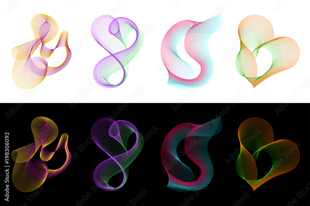 Poster abstract patterns of many colored lines. blend tool.