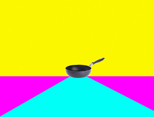 pan or metal frying pan on a background.