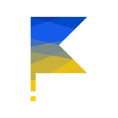 flag of Ukraine on flagpole. polygon effect