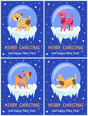 Fototapeta premium Merry Christmas and Happy New Year Dog Symbol