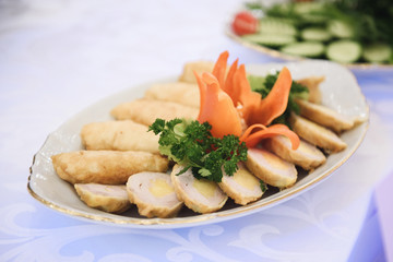 Meat Roll with Cheese on Plate