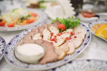 Plate with Meat Slices