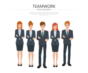 Business people in group teamwork concept background. Illustration vector of flat design.