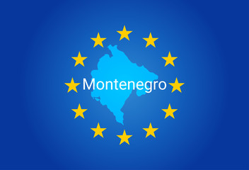 EU - European Union flag and Map of Montenegro. vector