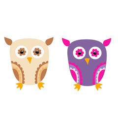 vector, isolated, cartoon owl, collection
