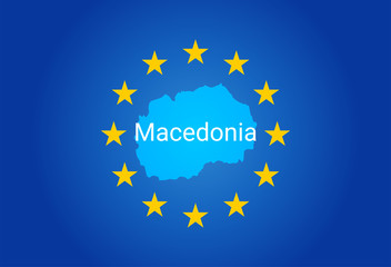 EU - European Union flag and Map of Macedonia. vector