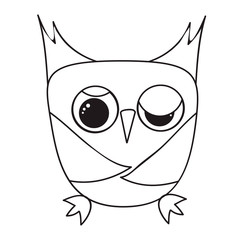 vector, isolated, cartoon owl, coloring book