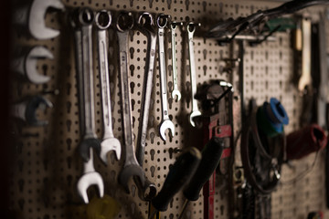 mechanic tools in the workshop