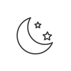 Moon and stars outline icon. linear style sign for mobile concept and web design. Night time line vector icon. Symbol, logo illustration. Pixel perfect vector graphics