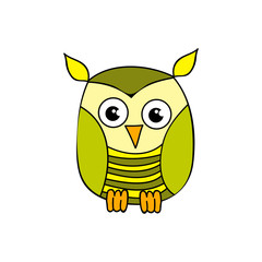 vector, isolated, cartoon owl, character