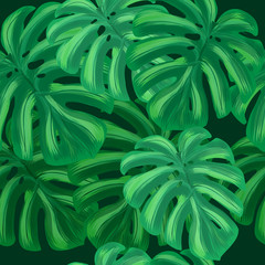 summer tropical background with exotic leaves
