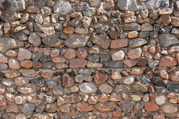 Medieval stone wall background on sunny day. texture