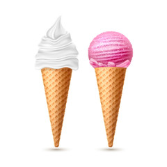 Vector Ice cream waffle cone vanila strawberry