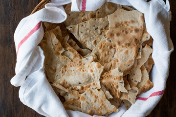 Pane Carasau Crispy Flatbread From Sardinia. (Thin Bread)