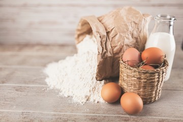 Eggs, flour and milk