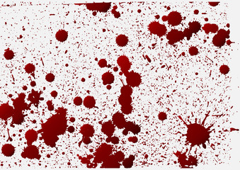 Blood background,ink splatter background, isolated on white.