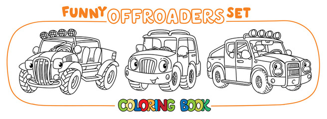 Funny Buggy car or outroader coloring book set.