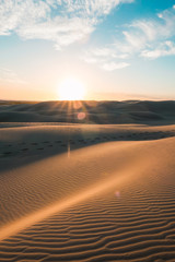 Fototapeta na wymiar Sunset view in the middle of the desert.