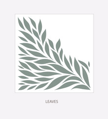 Gray Leaflets Logo abstract design. Plant with Leaves sign. Floral decoration Symbol. Cosmetics and Spa 