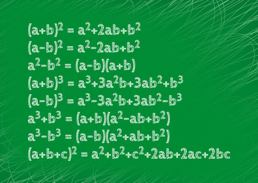 Theorem written by hand on a green board. Quick multiplication rules.
