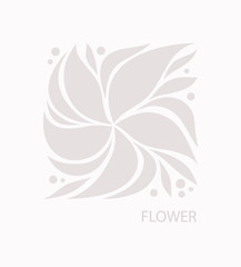 Flower with Petals Logo abstract design. Plant with Leaves sign. Floral decoration Symbol. Cosmetics and Spa Logotype concept. Square garden icon. 