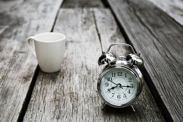 Retro Clock with cup of coffee
