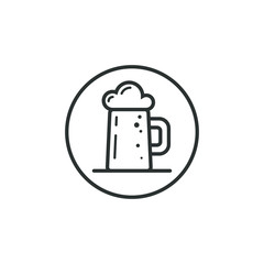 Black and white linear beer glass icon