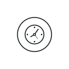 Black and white linear clock icon