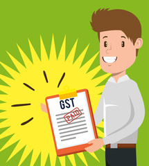 businessman with gst set icons