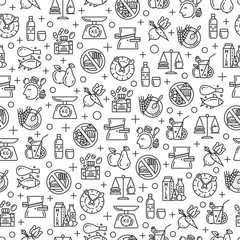 Seamless pattern with healthy diet icons