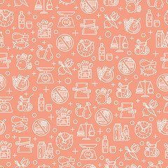 Seamless pattern with healthy diet icons