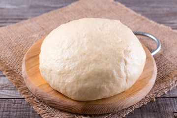 Raw dough in a bread baking dish