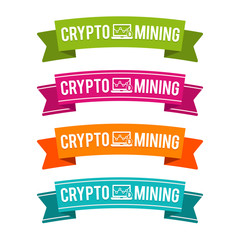 Colorful Crypto Mining ribbons. Eps10 Vector.