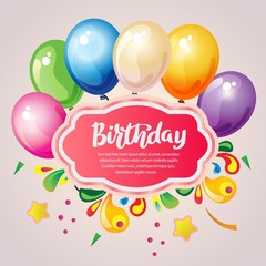 colorful birthday card with party balloon