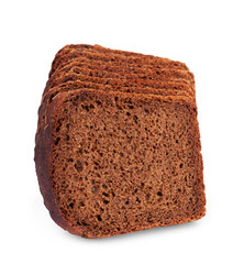 Dark rue bread with sunflower seeds on a white background