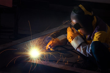 Worker and welding job