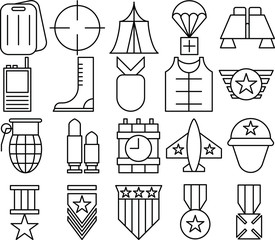army gear and badge icon pack