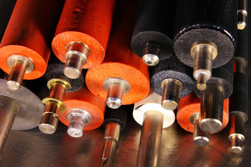 Old rubber rollers from fusers of laser printers and copiers