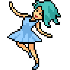 vector pixel art woman dance ballet