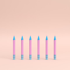Pencils with erasers on bright background