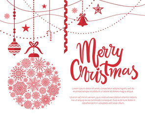 Naklejka premium Merry Christmas Poster, Text Vector Illustration