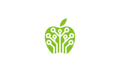 green apple tech logo vector