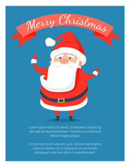 Merry Christmas Poster with Santa Claus in Costume