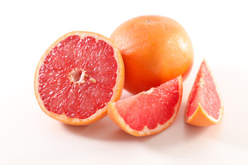 red grapefruit on white background