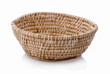 vintage weave wicker basket isolated on white background