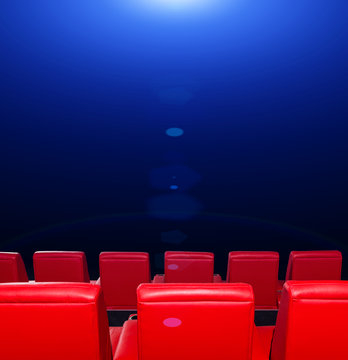 movie theatre hall with red seats 