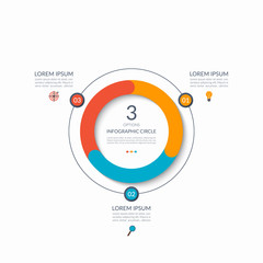 Infographic circle. 3 options, steps, parts. Business concept for diagram, graph, chart. Vector template