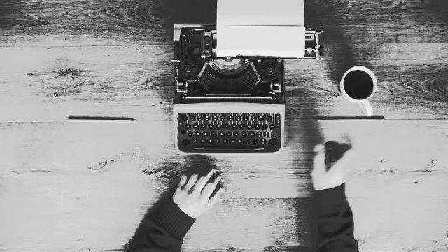 black and white Creative typewriter shots in many different style, colors, mood, B&W. Beautiful close-ups, beautiful retro style shots